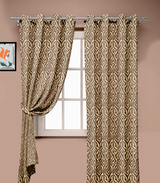 Ultimate Trends Premium Polyester Abstract Pattern Digital Printed Curtain, Brown Color, 1 Piece