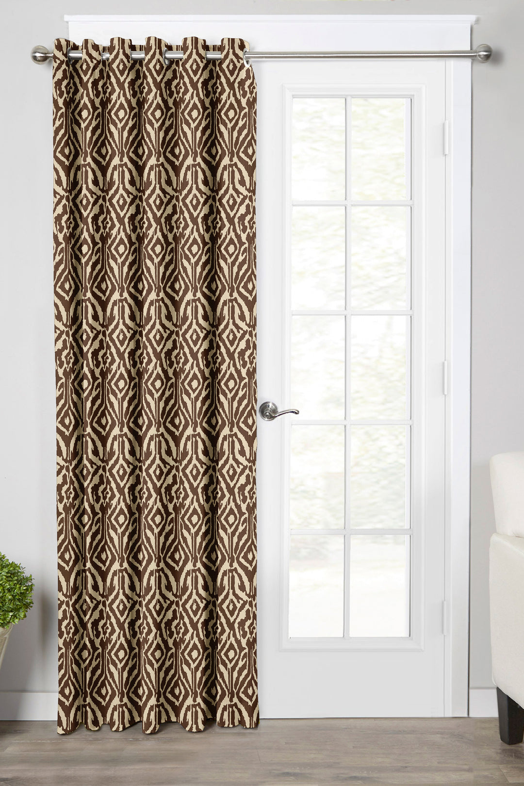 Ultimate Trends Premium Polyester Abstract Pattern Digital Printed Curtain, Brown Color, 1 Piece