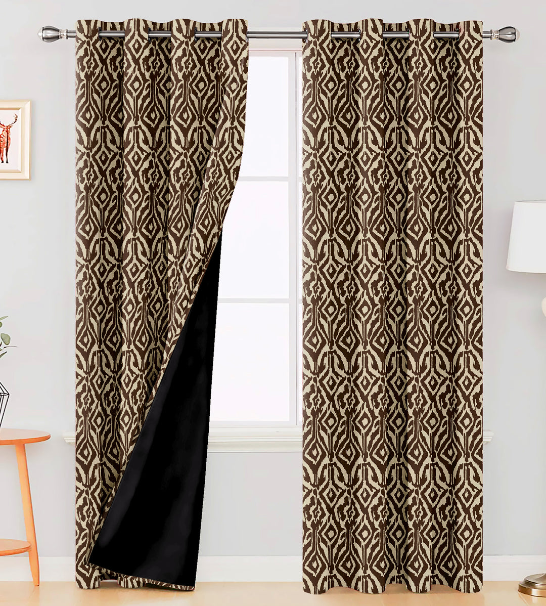 Ultimate Trends Premium Polyester Abstract Pattern Digital Printed Curtain, Brown Color, 1 Piece