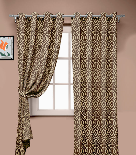 Ultimate Trends Premium Polyester Abstract Pattern Digital Printed Curtain, Brown Color, 1 Piece