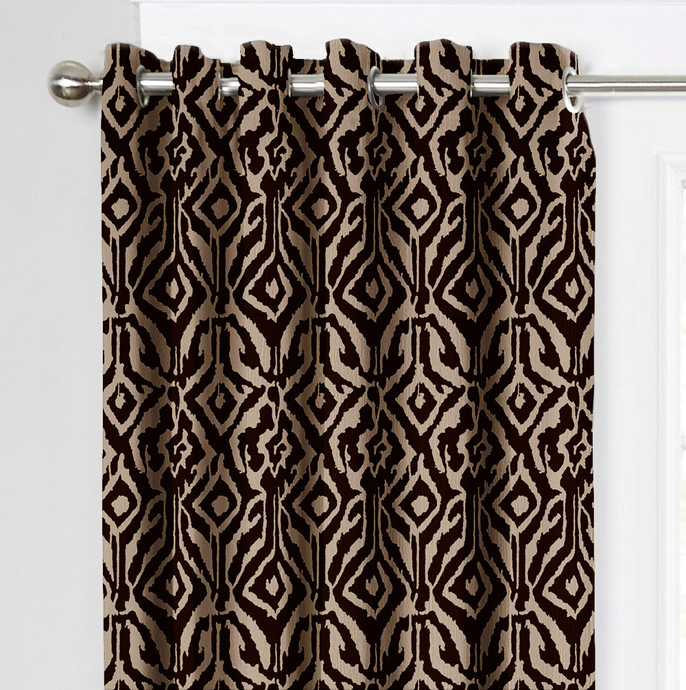 Ultimate Trends Premium Polyester Abstract Pattern Digital Printed Curtain, Chocolate Color, 1 Piece