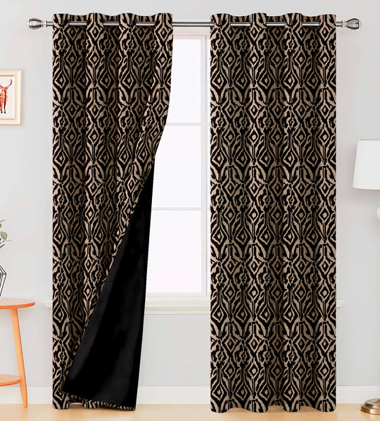 Ultimate Trends Premium Polyester Abstract Pattern Digital Printed Curtain, Chocolate Color, 1 Piece