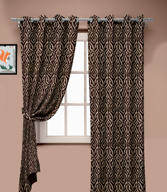 Ultimate Trends Premium Polyester Abstract Pattern Digital Printed Curtain, Chocolate Color, 1 Piece