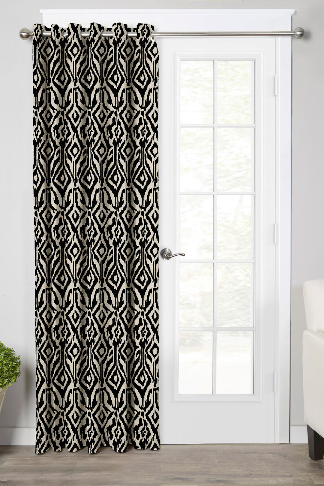 Ultimate Trends Premium Polyester Abstract Pattern Digital Printed Curtain, Black Color, 1 Piece