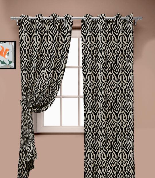 Ultimate Trends Premium Polyester Abstract Pattern Digital Printed Curtain, Black Color, 1 Piece