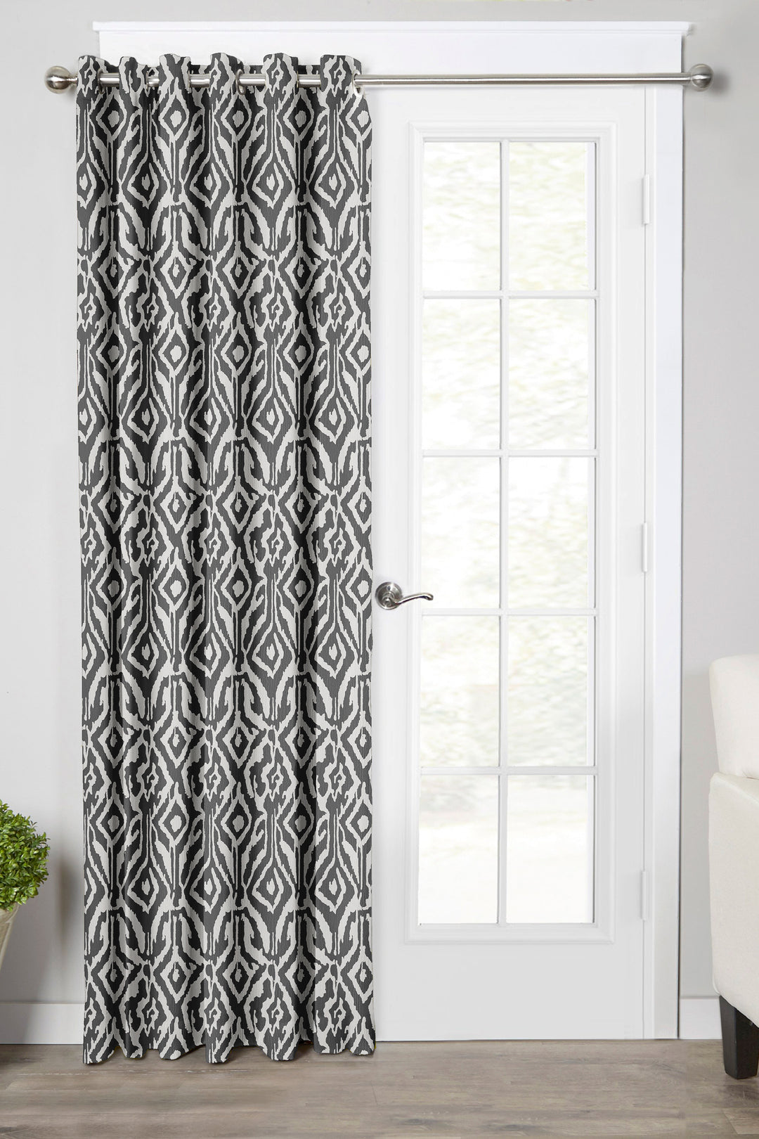 Ultimate Trends Premium Polyester Abstract Pattern Digital Printed Curtain, Steel Grey Color, 1 Piece