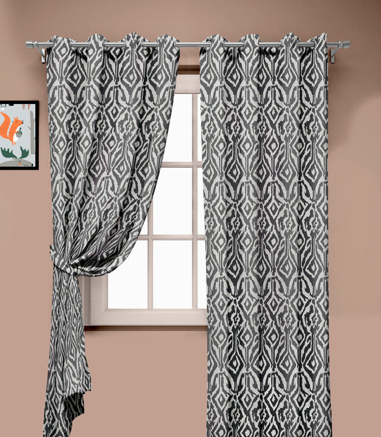 Ultimate Trends Premium Polyester Abstract Pattern Digital Printed Curtain, Steel Grey Color, 1 Piece