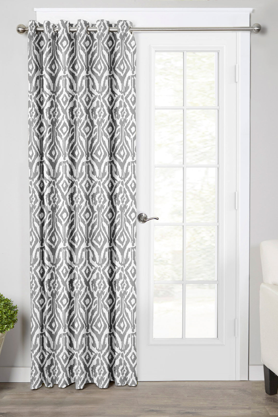 Ultimate Trends Premium Polyester Abstract Pattern Digital Printed Curtain, Pearl Grey Color, 1 Piece