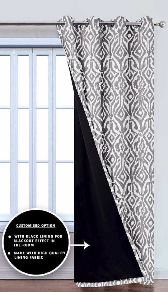 Ultimate Trends Premium Polyester Abstract Pattern Digital Printed Curtain, Pearl Grey Color, 1 Piece