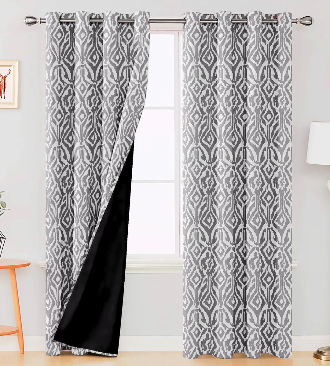 Ultimate Trends Premium Polyester Abstract Pattern Digital Printed Curtain, Pearl Grey Color, 1 Piece