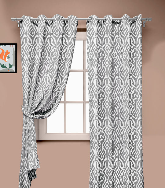 Ultimate Trends Premium Polyester Abstract Pattern Digital Printed Curtain, Pearl Grey Color, 1 Piece