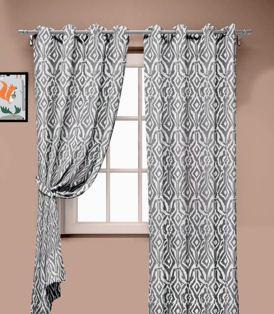 Ultimate Trends Premium Polyester Abstract Pattern Digital Printed Curtain, Grey Color, 1 Piece