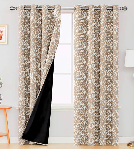 Ultimate Trends Premium Polyester Floral Pattern Digital Printed Curtain, Thunder Grey Color, 1 Piece