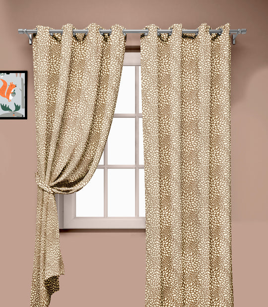 Ultimate Trends Premium Polyester Floral Pattern Digital Printed Curtain, Peanut Brown Color, 1 Piece