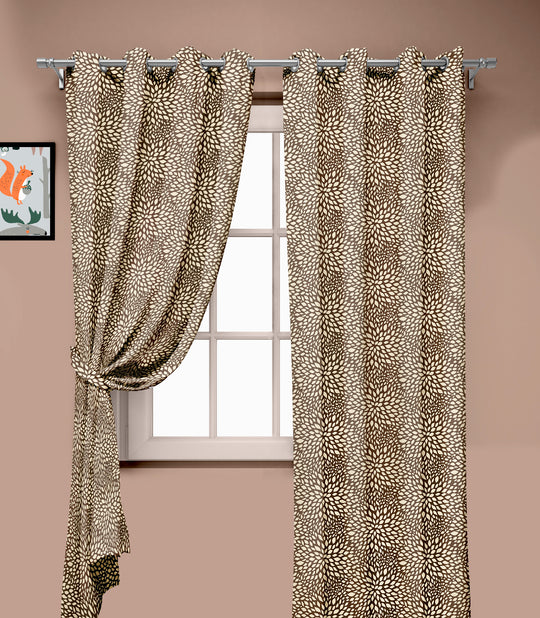 Ultimate Trends Premium Polyester Floral Pattern Digital Printed Curtain, Brown Color, 1 Piece