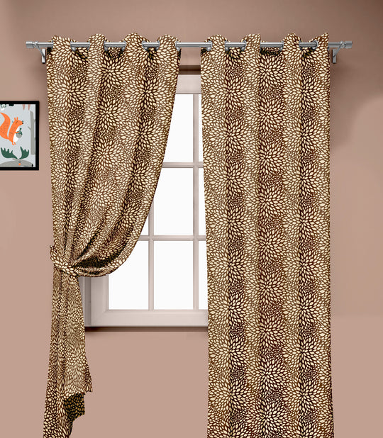 Ultimate Trends Premium Polyester Floral Pattern Digital Printed Curtain, Brown Color, 1 Piece