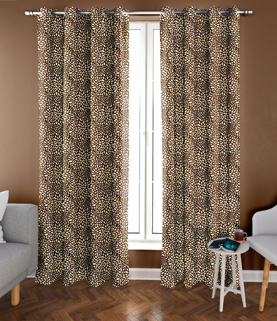 Ultimate Trends Premium Polyester Floral Pattern Digital Printed Curtain, Chocolate Color, 1 Piece