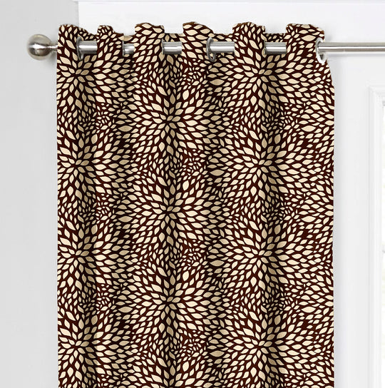 Ultimate Trends Premium Polyester Floral Pattern Digital Printed Curtain, Chocolate Color, 1 Piece