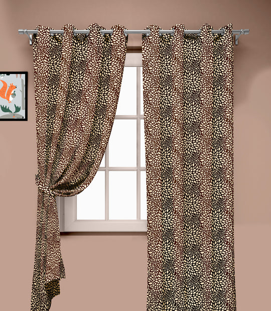 Ultimate Trends Premium Polyester Floral Pattern Digital Printed Curtain, Chocolate Color, 1 Piece