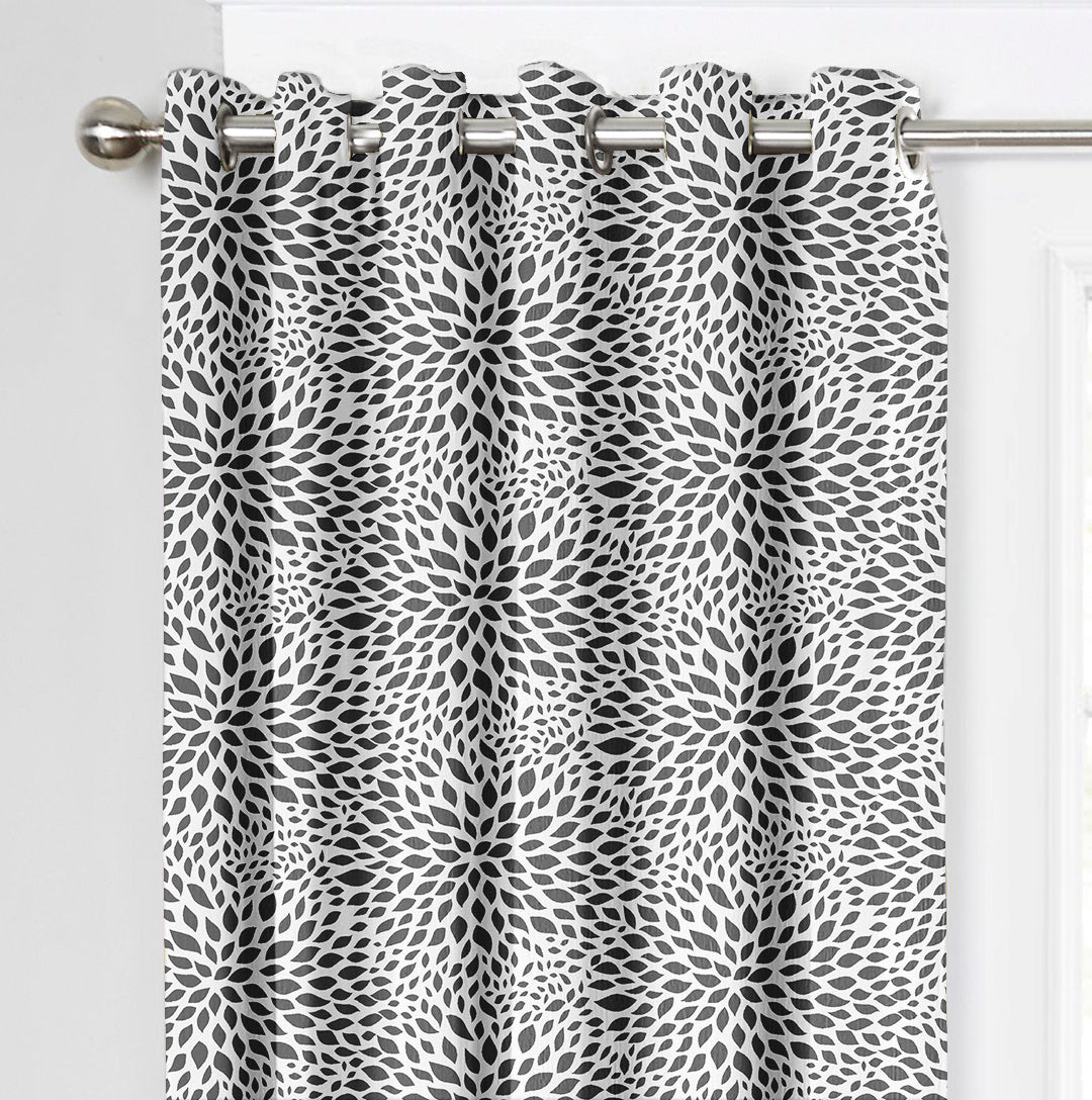 Ultimate Trends Premium Polyester Floral Pattern Digital Printed Curtain, Charcoal Grey Color, 1 Piece