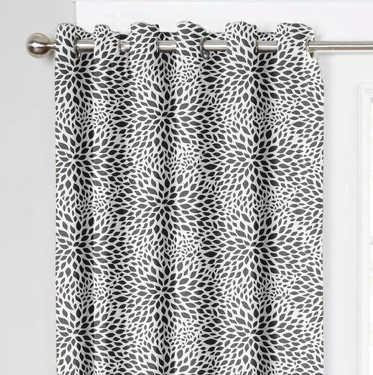 Ultimate Trends Premium Polyester Floral Pattern Digital Printed Curtain, Charcoal Grey Color, 1 Piece