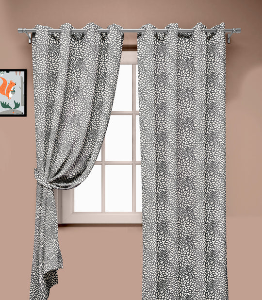 Ultimate Trends Premium Polyester Floral Pattern Digital Printed Curtain, Steel Grey Color, 1 Piece