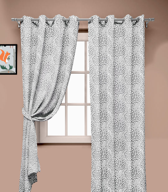 Ultimate Trends Premium Polyester Floral Pattern Digital Printed Curtain, Pearl Grey Color, 1 Piece