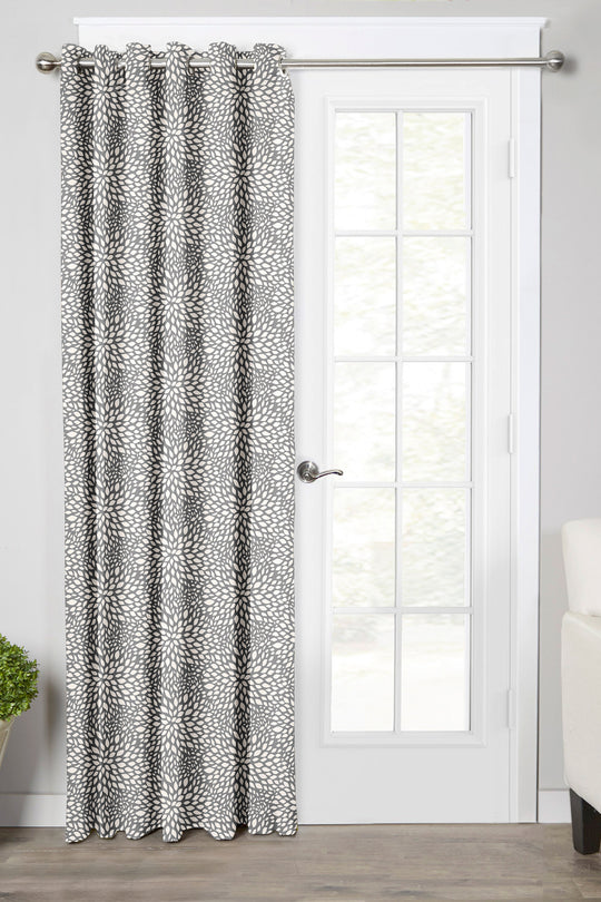 Ultimate Trends Premium Polyester Floral Pattern Digital Printed Curtain, Grey Color, 1 Piece