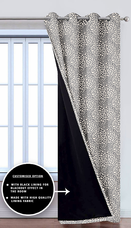 Ultimate Trends Premium Polyester Floral Pattern Digital Printed Curtain, Grey Color, 1 Piece