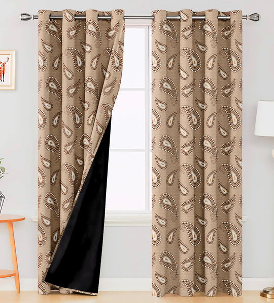 Ultimate Trends Premium Polyester Paisley Pattern Digital Printed Curtain, Thunder Grey Color, 1 Piece