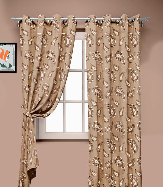 Ultimate Trends Premium Polyester Paisley Pattern Digital Printed Curtain, Thunder Grey Color, 1 Piece