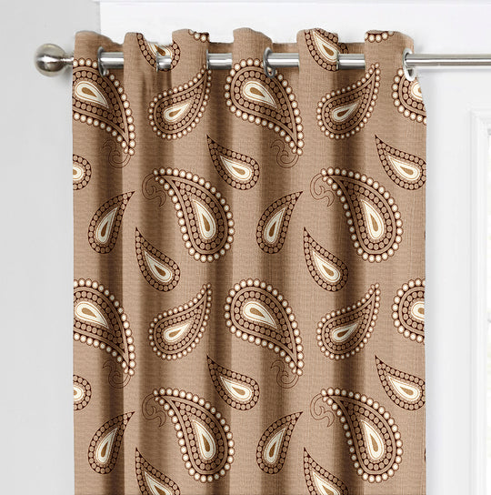 Ultimate Trends Premium Polyester Paisley Pattern Digital Printed Curtain, Peanut Brown Color, 1 Piece