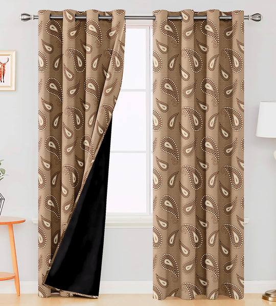 Ultimate Trends Premium Polyester Paisley Pattern Digital Printed Curtain, Peanut Brown Color, 1 Piece