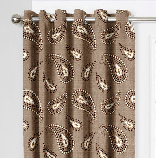 Ultimate Trends Premium Polyester Paisley Pattern Digital Printed Curtain, Brown Color, 1 Piece