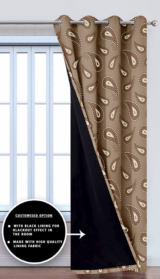 Ultimate Trends Premium Polyester Paisley Pattern Digital Printed Curtain, Brown Color, 1 Piece