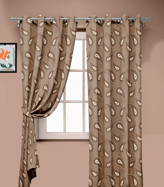 Ultimate Trends Premium Polyester Paisley Pattern Digital Printed Curtain, Brown Color, 1 Piece