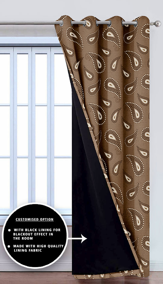 Ultimate Trends Premium Polyester Paisley Pattern Digital Printed Curtain, Brown Color, 1 Piece