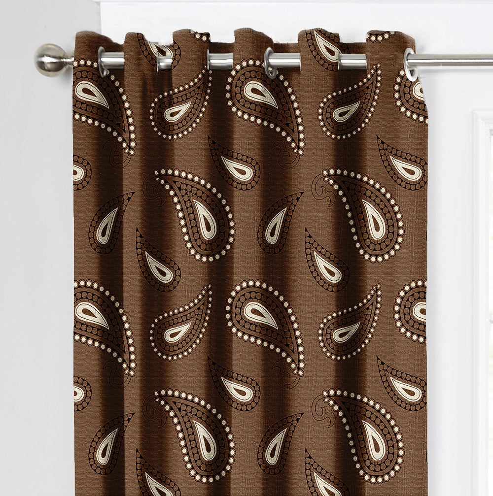 Ultimate Trends Premium Polyester Paisley Pattern Digital Printed Curtain, Chocolate Color, 1 Piece