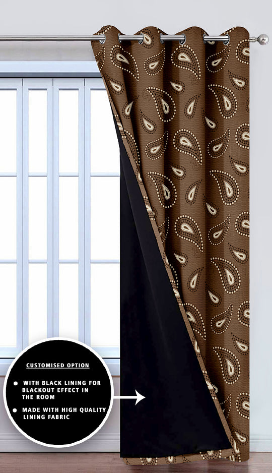 Ultimate Trends Premium Polyester Paisley Pattern Digital Printed Curtain, Chocolate Color, 1 Piece