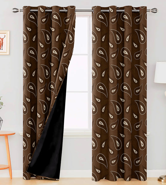 Ultimate Trends Premium Polyester Paisley Pattern Digital Printed Curtain, Chocolate Color, 1 Piece