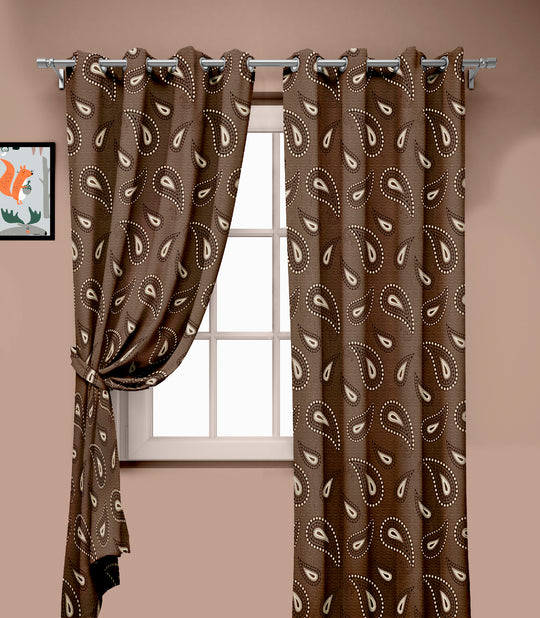 Ultimate Trends Premium Polyester Paisley Pattern Digital Printed Curtain, Chocolate Color, 1 Piece