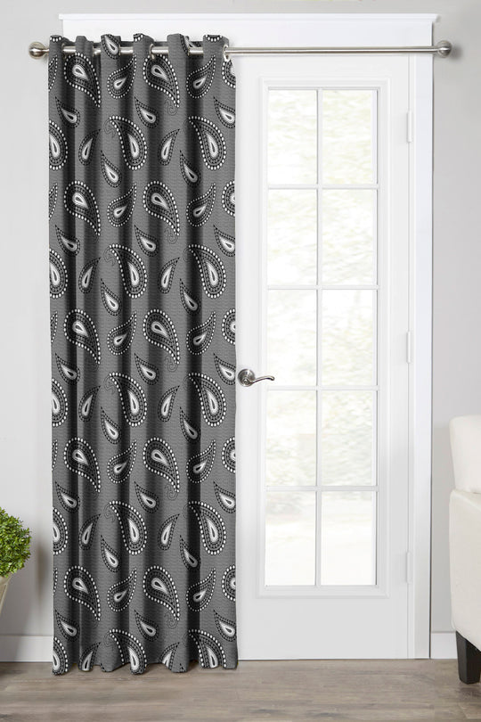 Ultimate Trends Premium Polyester Paisley Pattern Digital Printed Curtain, Black Color, 1 Piece