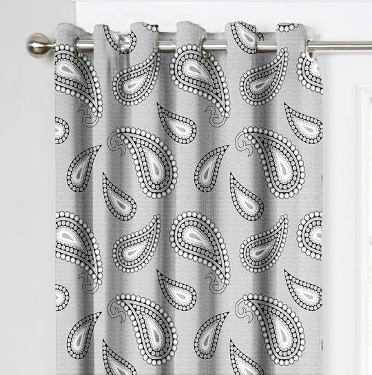 Ultimate Trends Premium Polyester Paisley Pattern Digital Printed Curtain, Steel Grey Color, 1 Piece