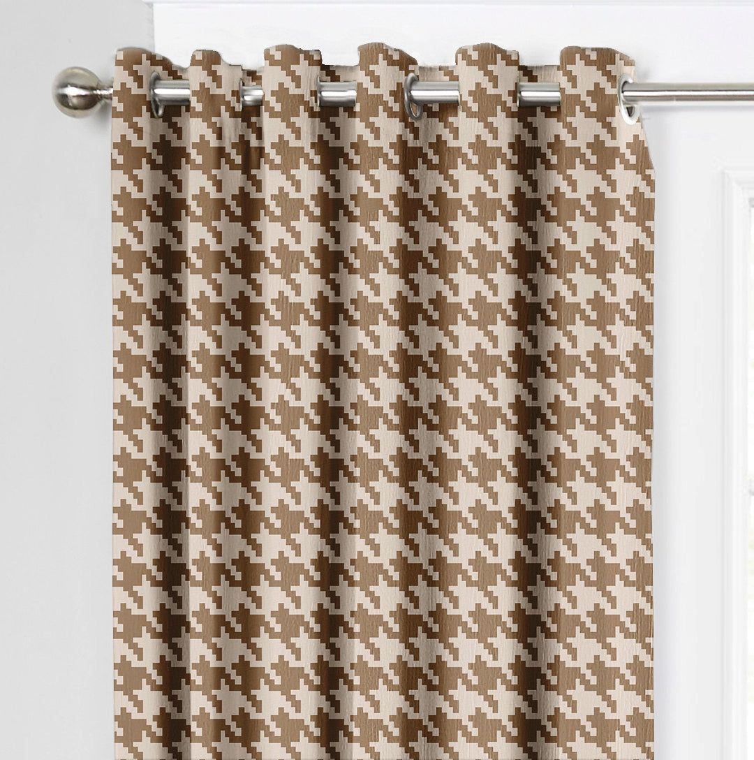 Ultimate Trends Premium Polyester Pixel Pattern Digital Printed Curtain, Peanut Brown Color, 1 Piece