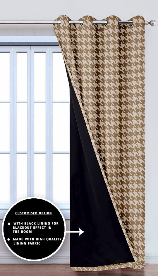 Ultimate Trends Premium Polyester Pixel Pattern Digital Printed Curtain, Peanut Brown Color, 1 Piece