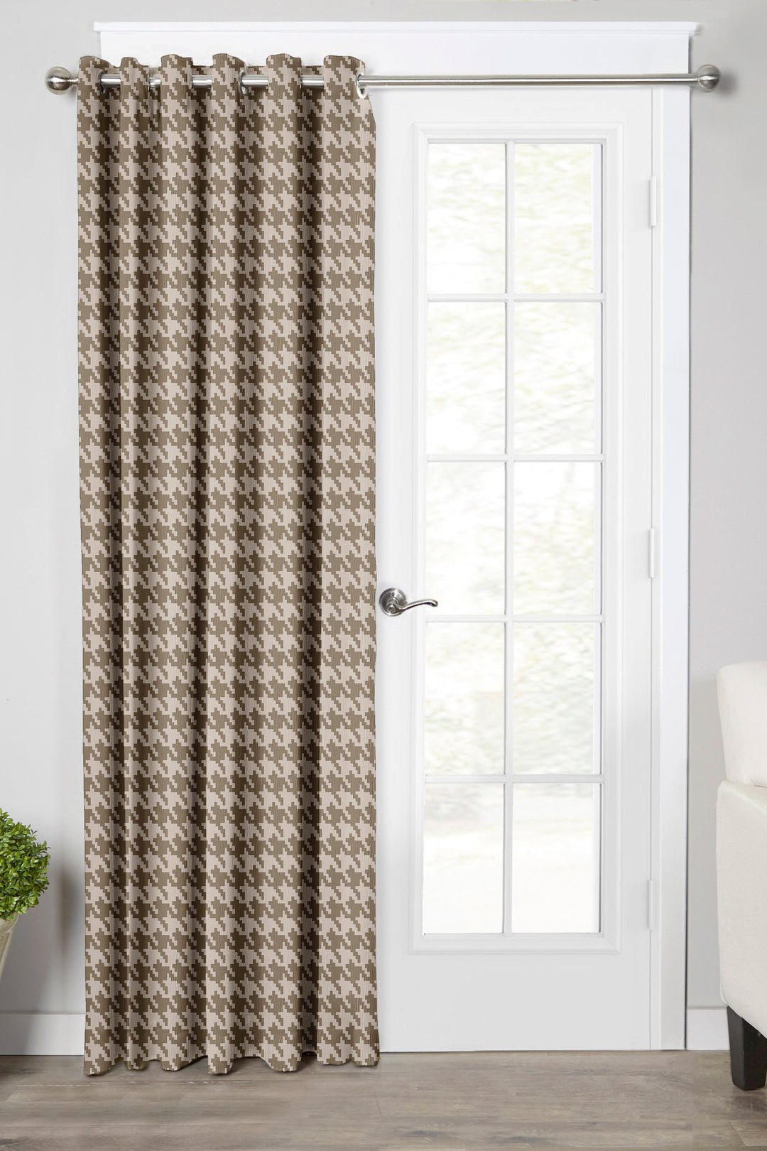 Ultimate Trends Premium Polyester Pixel Pattern Digital Printed Curtain, Brown Color, 1 Piece