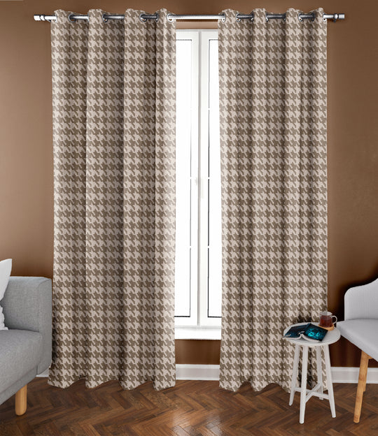 Ultimate Trends Premium Polyester Pixel Pattern Digital Printed Curtain, Brown Color, 1 Piece