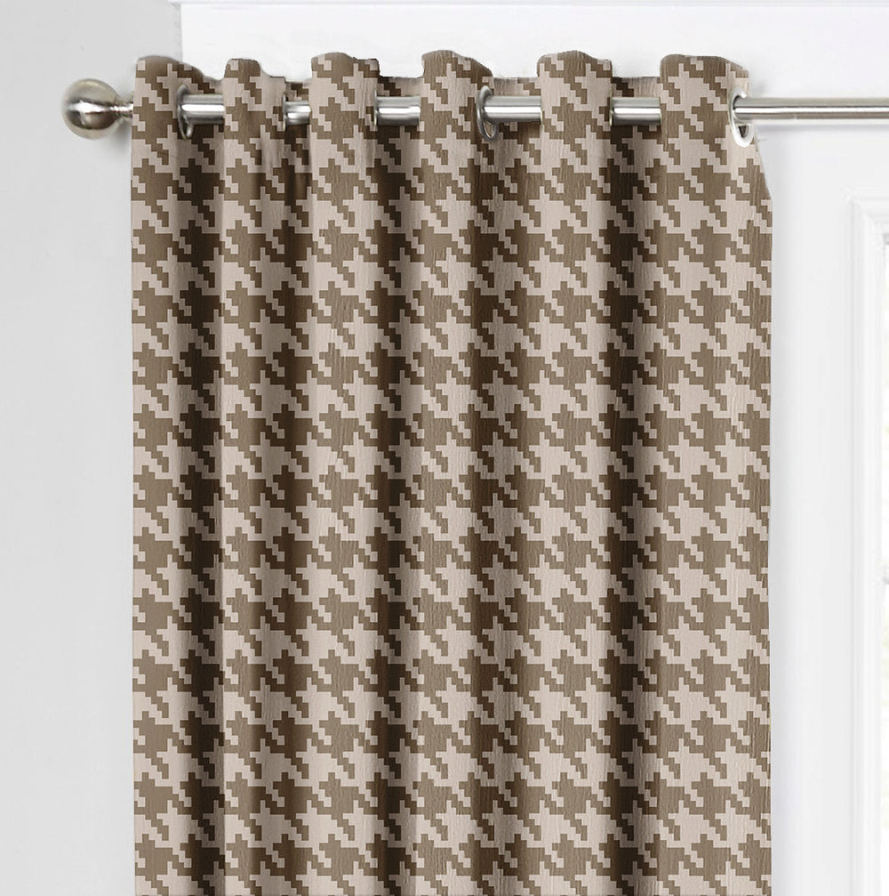 Ultimate Trends Premium Polyester Pixel Pattern Digital Printed Curtain, Brown Color, 1 Piece