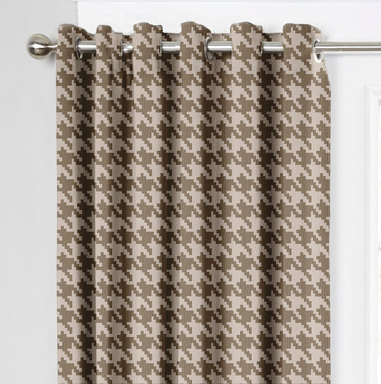 Ultimate Trends Premium Polyester Pixel Pattern Digital Printed Curtain, Brown Color, 1 Piece