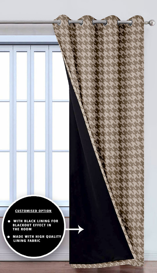 Ultimate Trends Premium Polyester Pixel Pattern Digital Printed Curtain, Brown Color, 1 Piece